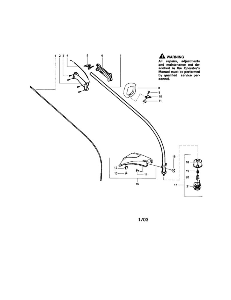 Driveshaft/Shield Diagram and Parts List for FL25-LE  Weed Eater Trimmer